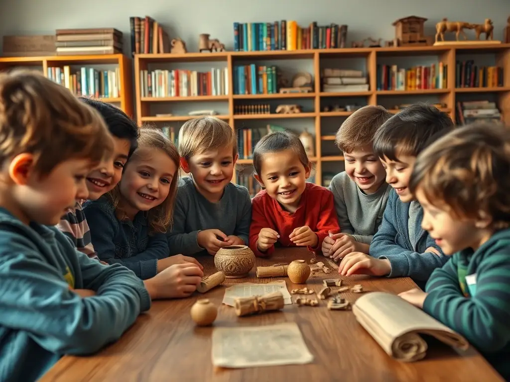 Children participating in an educational workshop at Château de la Vigne, learning about the history of the castle and the importance of preservation through interactive activities.